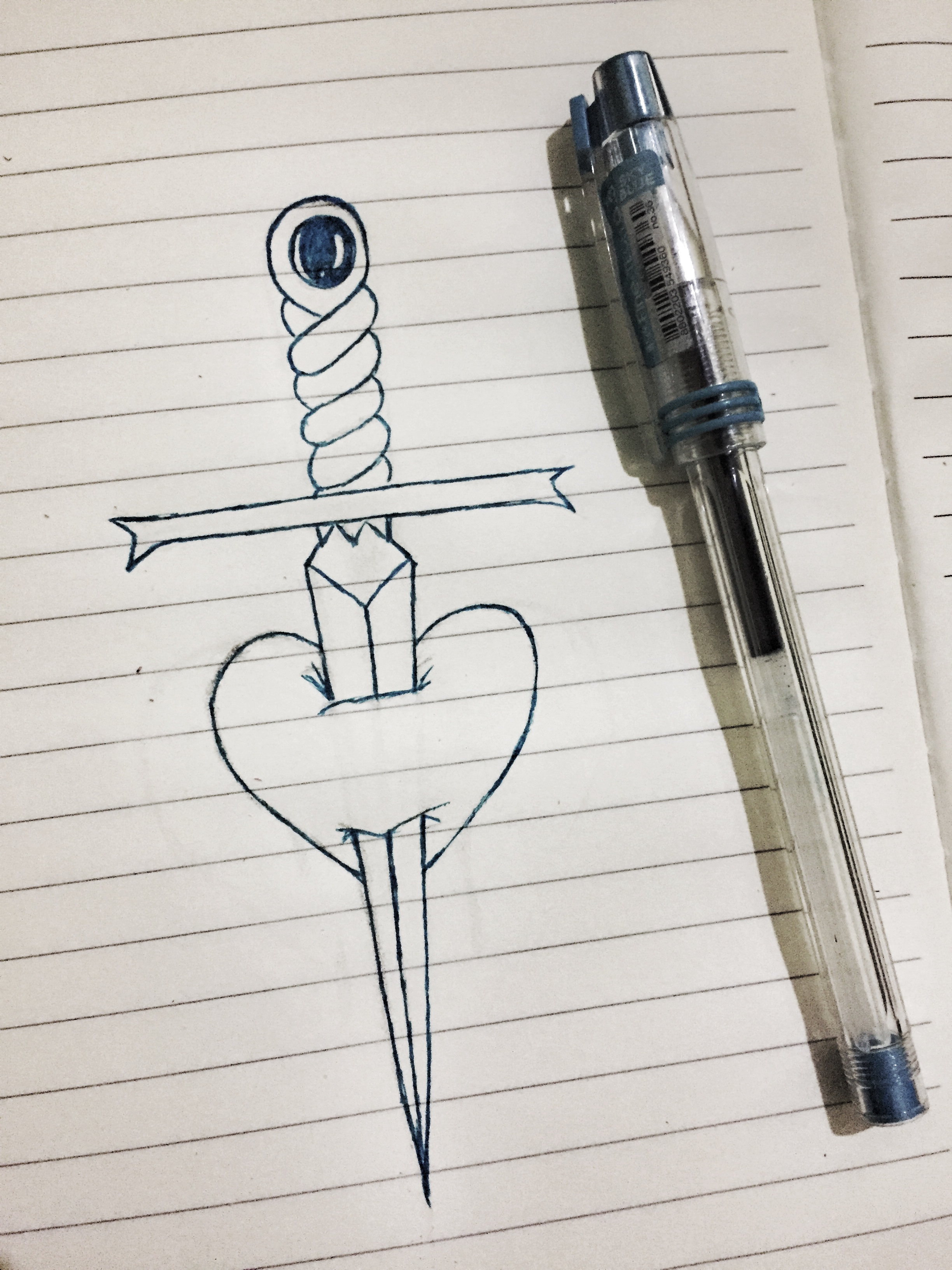heart with sword drawing