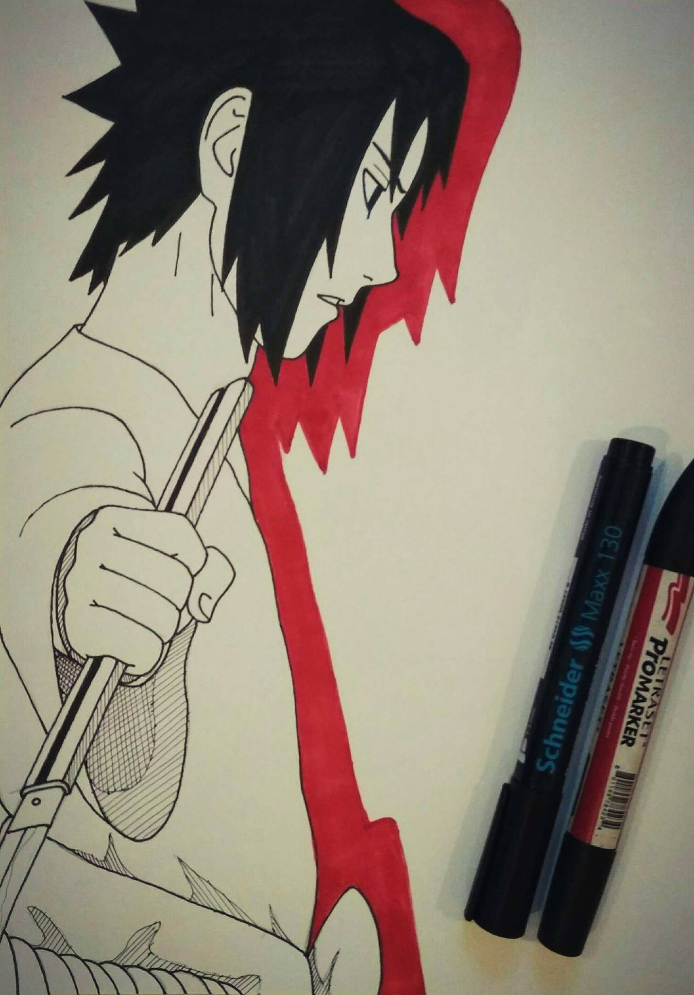 Art Sasuke Uchiha Drawing His Sword Naruto Series Steemkr