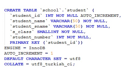 Creating Schema and Table with MySql (MySql ile Schema ve Tablo ...