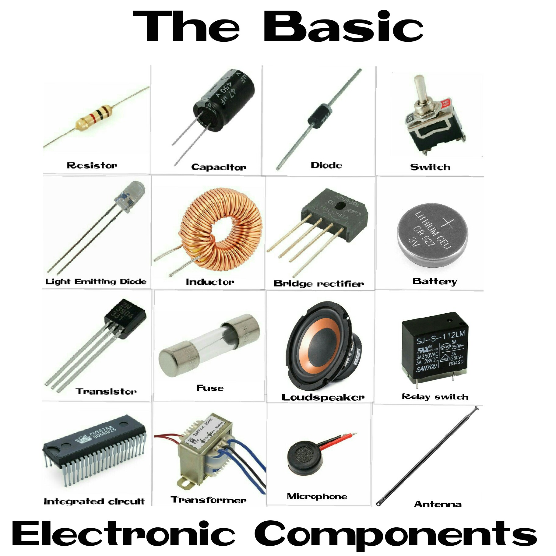 electronic components list with images