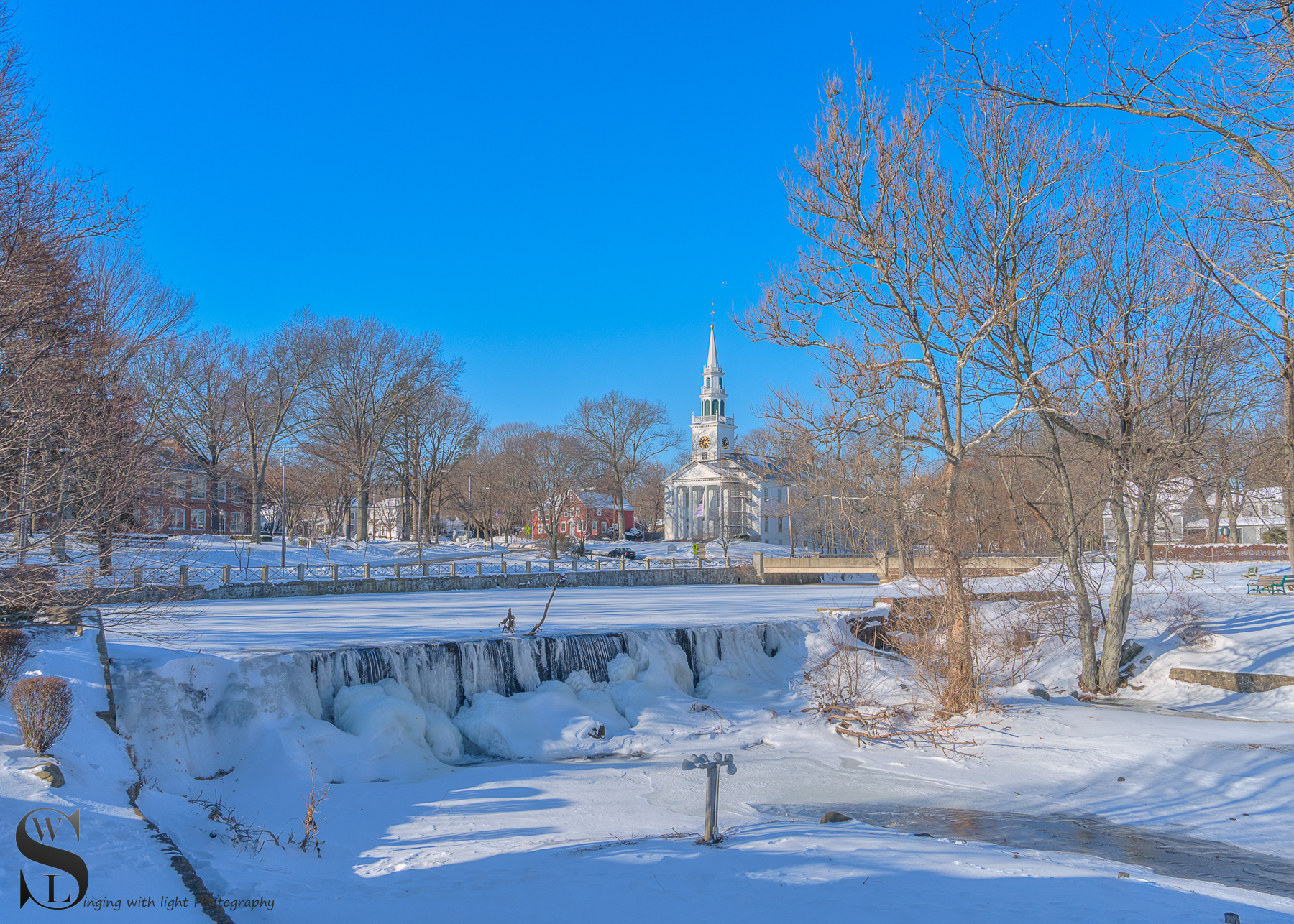 Duck pond falls and church Jan 2018.jpg