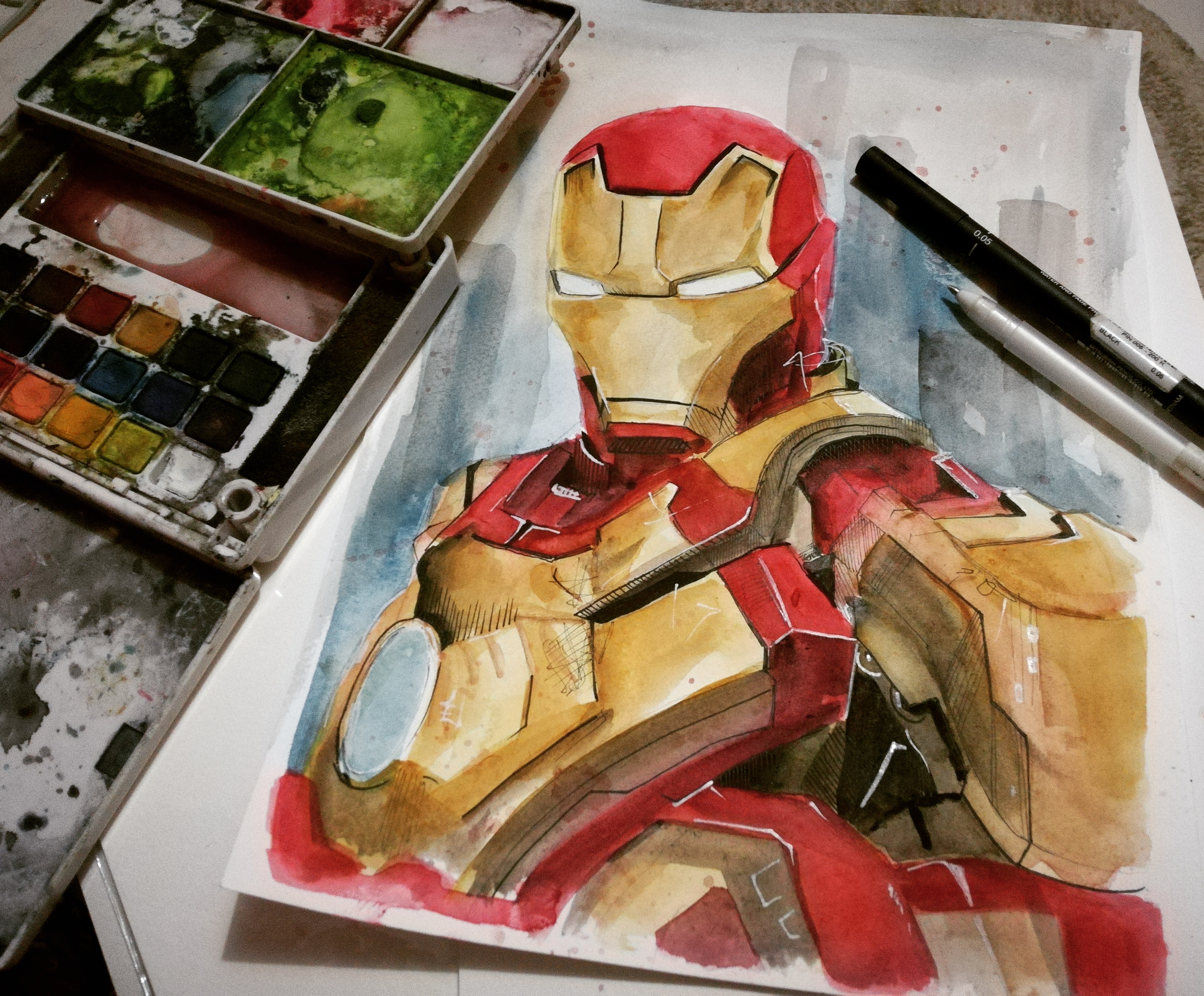 Iron Man Fan Art: A Watercolor Painting Process — Steemit