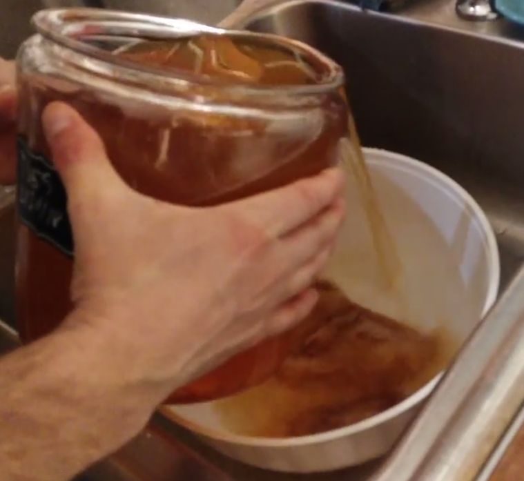 Jar of brewing Kombucha