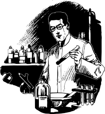 scientist black and white cartoon.png