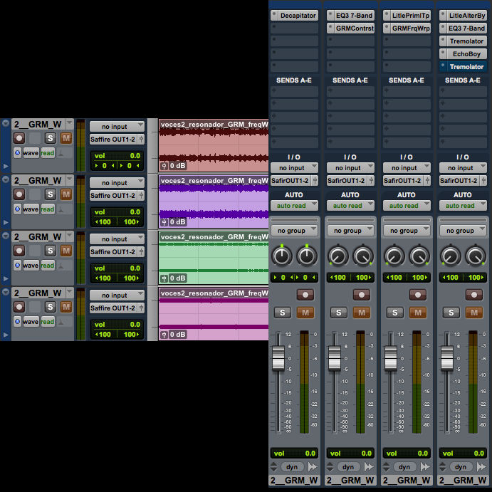 Layering: different copies of the same track are processed differently.