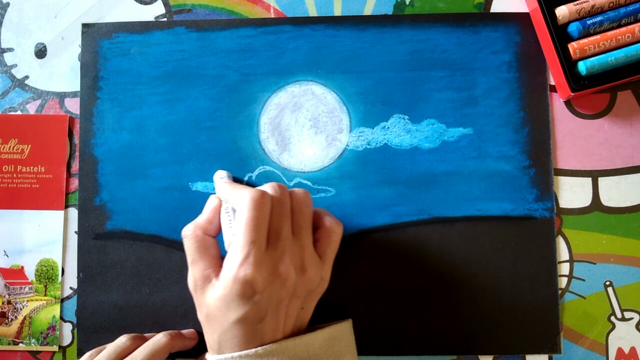 A Peaceful Night Drawing Technique Using Oil Pastel And