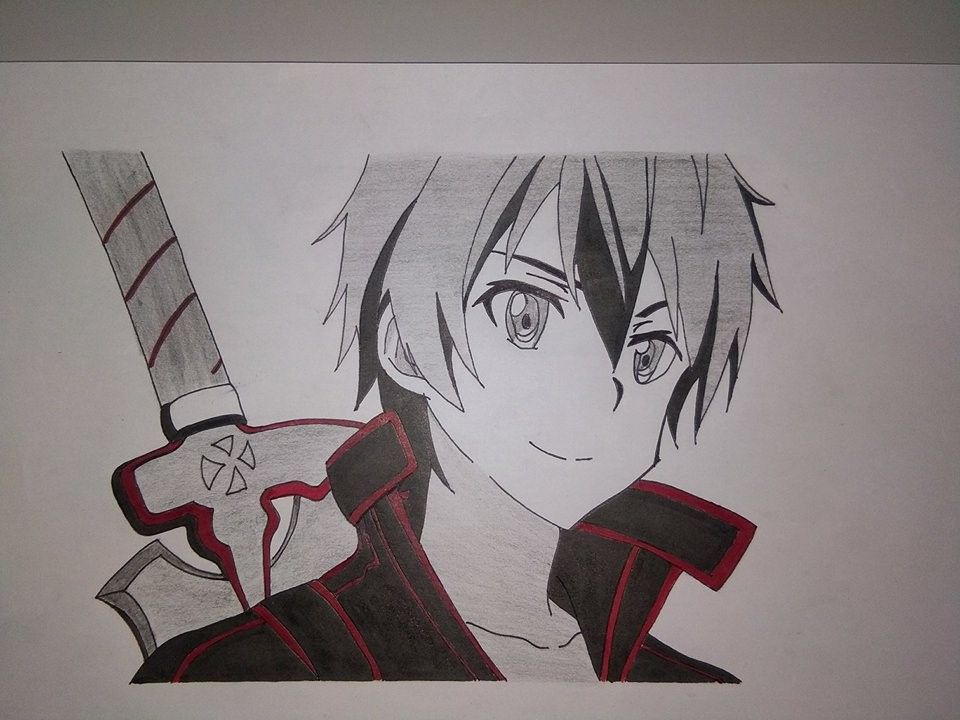 SWORD ART ONLINE MAIN CHARACTER DRAWING, KIRUTU STEP BY STEP DRAWING