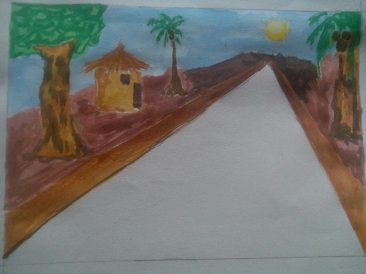 Oil pastel scenery drawing // Village drawing simple and easy - YouTube