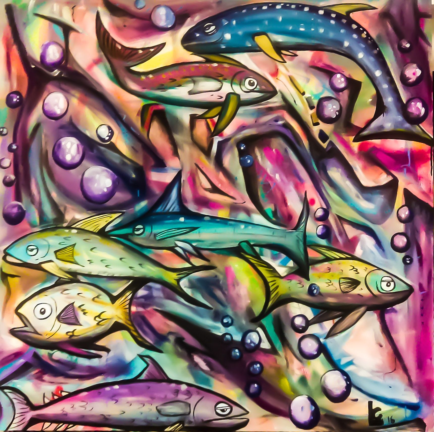 Fish Eyes 48 X 48 X 2 Original Acrylic Painting By Larry Calabrese Steemit