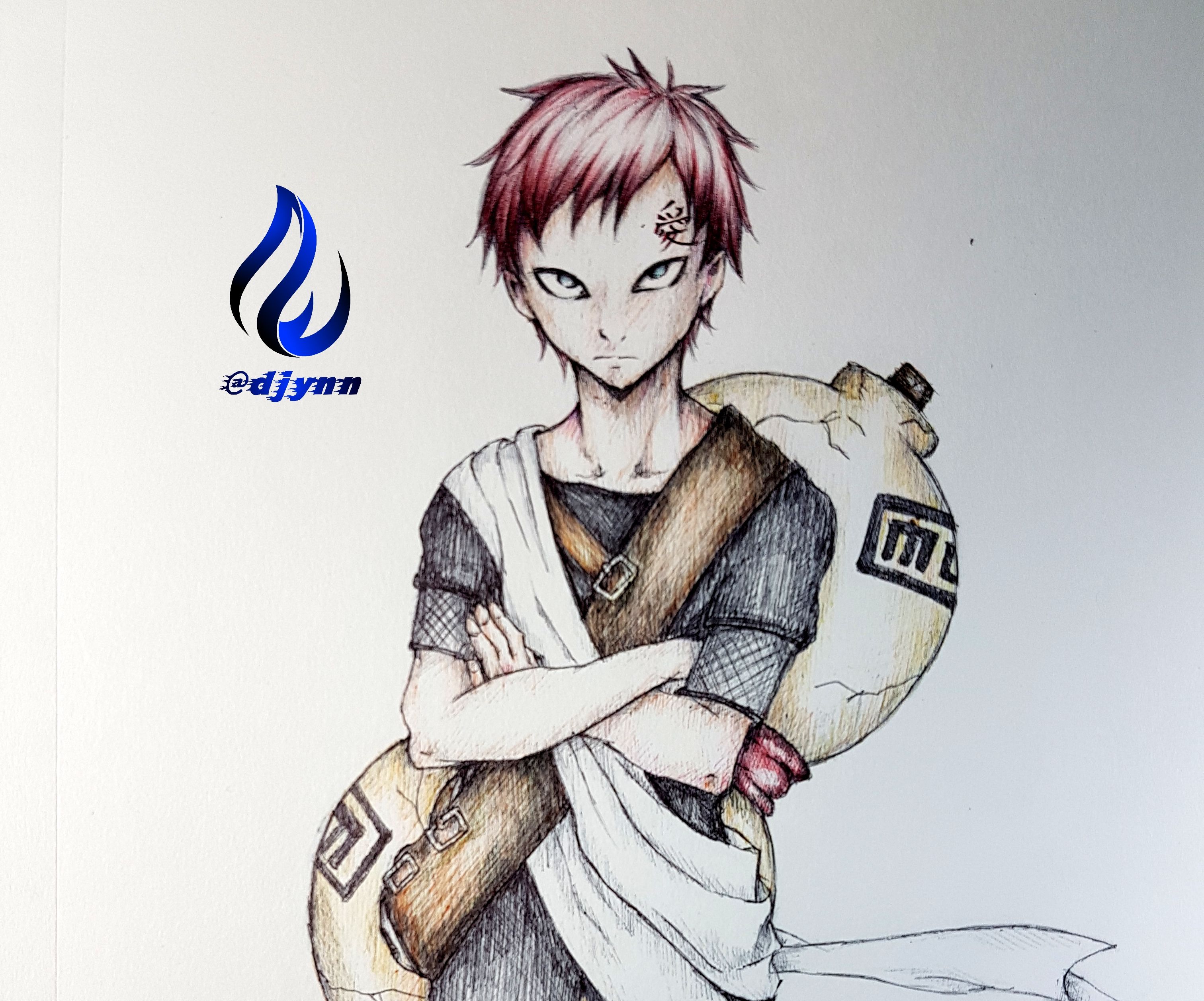 Ballpoint Pen Drawing Coloured Gaara ボールペン画 我愛羅の色を塗りました Steemit