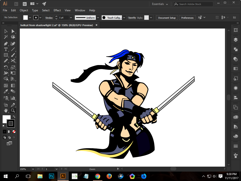 Drawing A Gaming Character From Android Game Shadow Fight 2