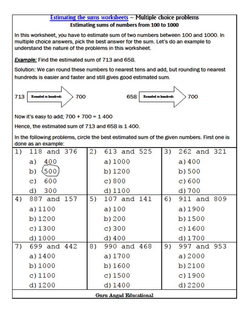 Rounding To The Nearest 100 Worksheets Rounding Round Em Up Worksheet Education Com Alsop John