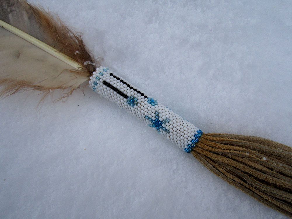 Owl Peyote Stitch snowflake Smudge Feather 1d.jpg