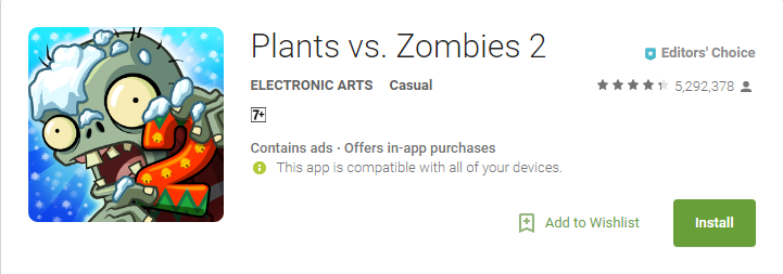 Plants vs. Zombies 2: It's About Time credits (Android, 2013