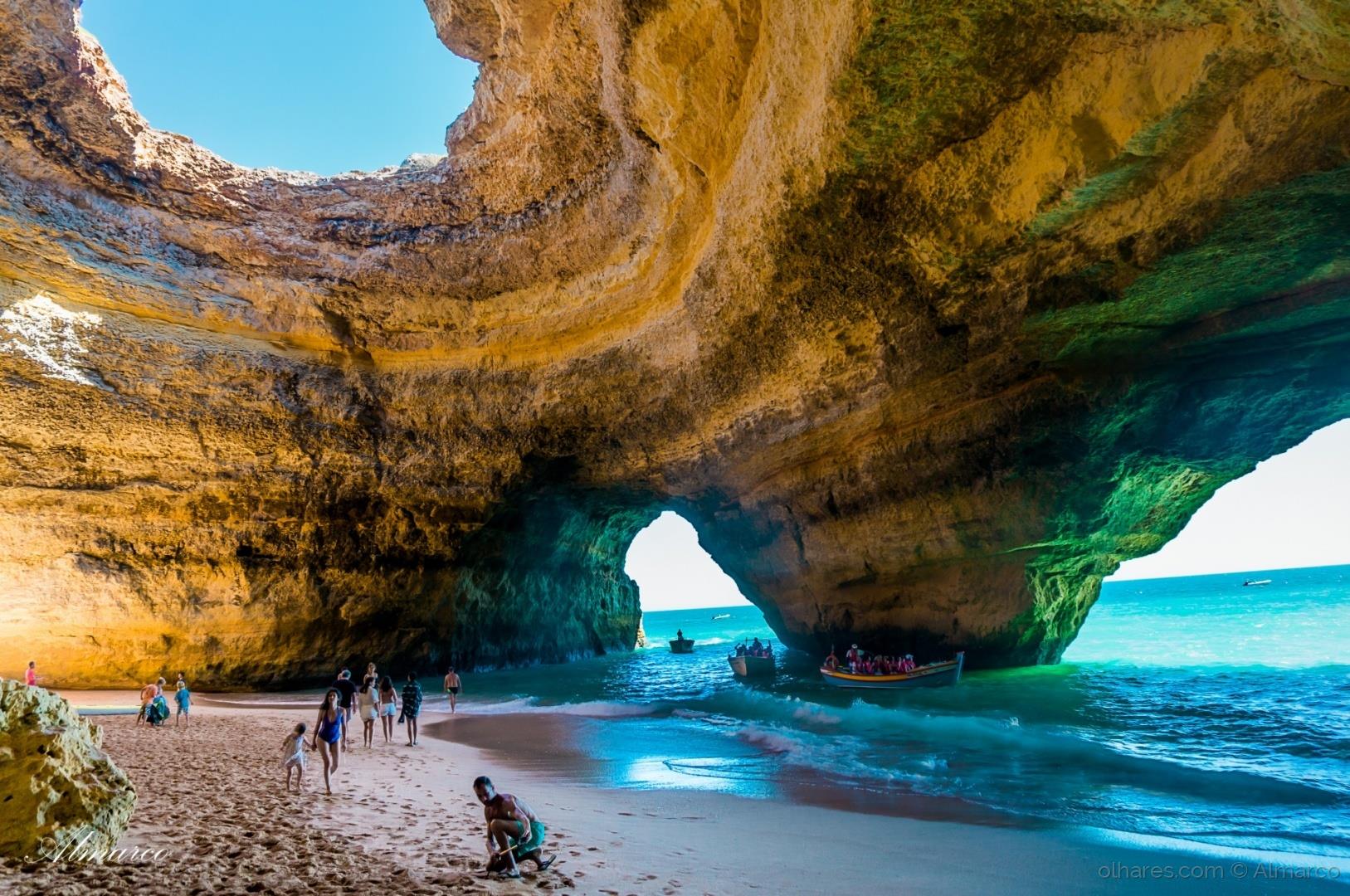 Самые красивые и интересные места. Алгарве-де-Бенагил. Пещера Бенагил, Алгарве, Португалия. Морская пещера в Алгарве, Португалия. Грот Бенагил Португалия.