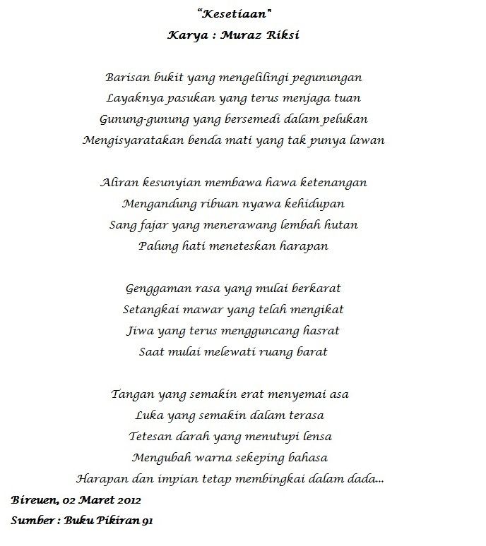 Free Gambar Puisi Kesetiaan Pikiran 91 Steemit Terupdate oleh KataCinta.Co