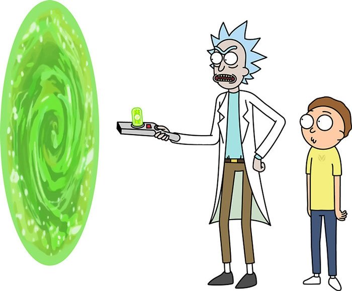 Prime Rick was the first to invent interdimensional portal technology so he  was moving from dimensions to other to give other Ricks the same technology  this was before the citadel. Green portal