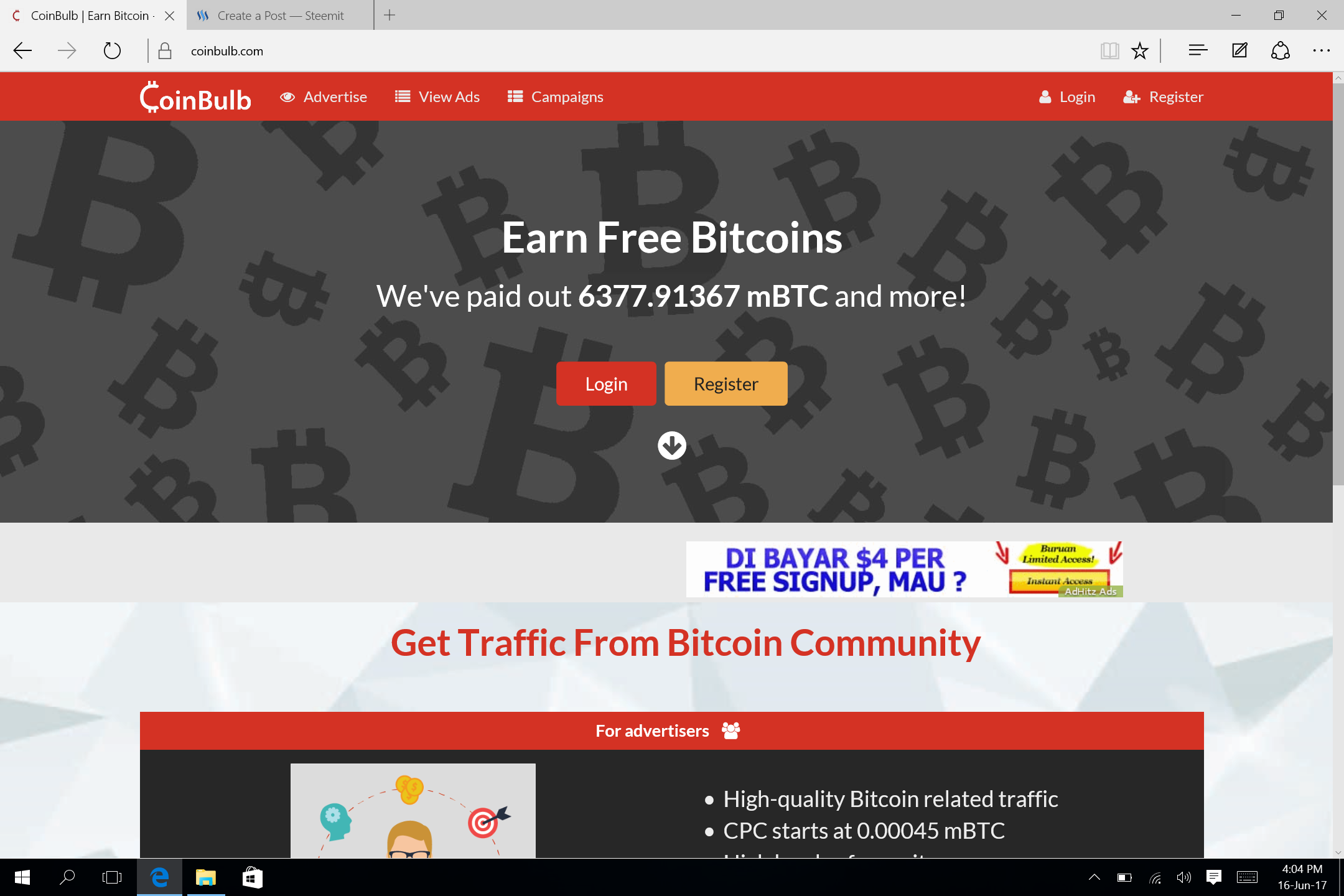 Earn Free Bitcoins By Just Viewing Advertisements 100 Verified - 