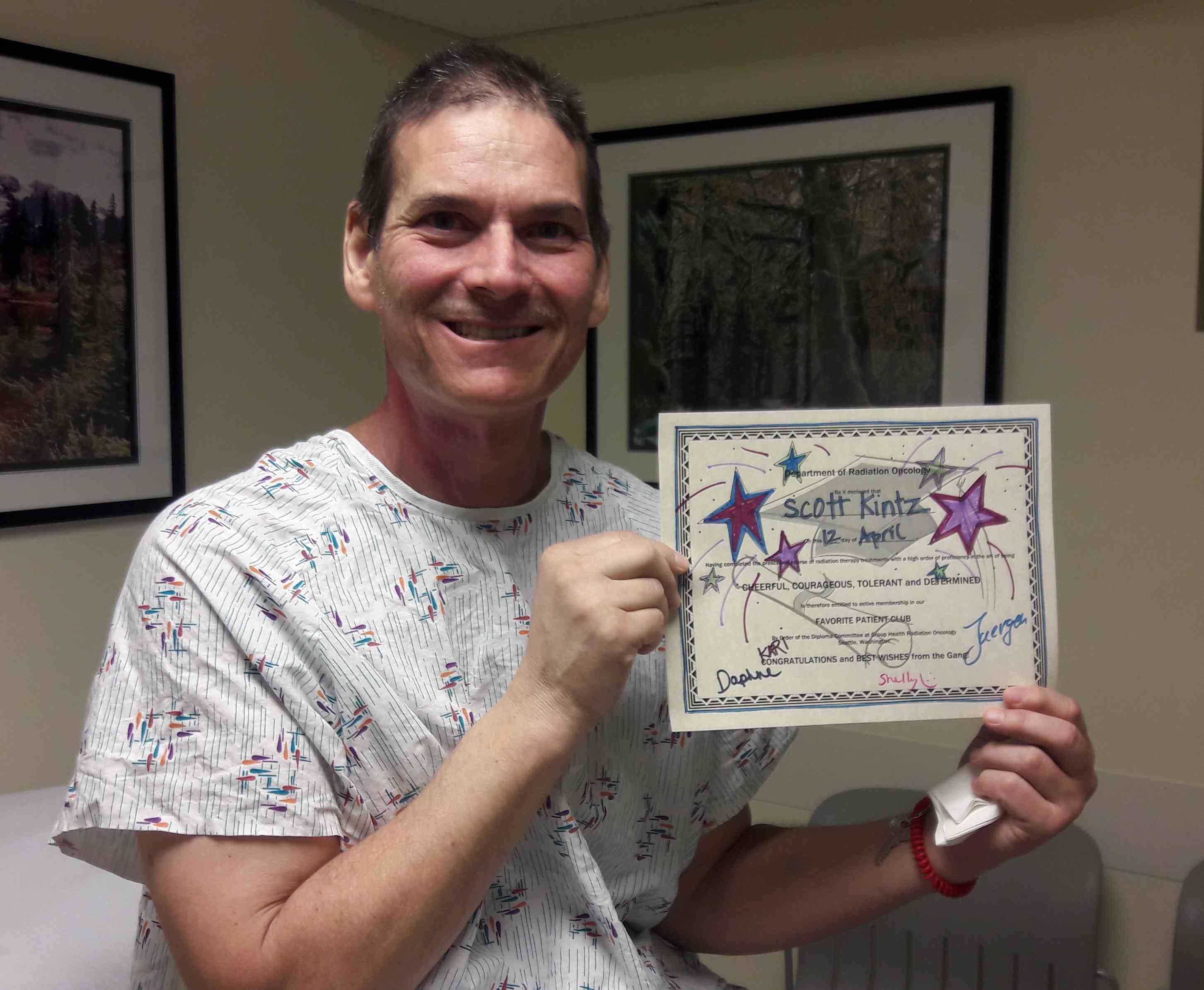 Done with my radiation treatment and looking forward to being cancer free. 
