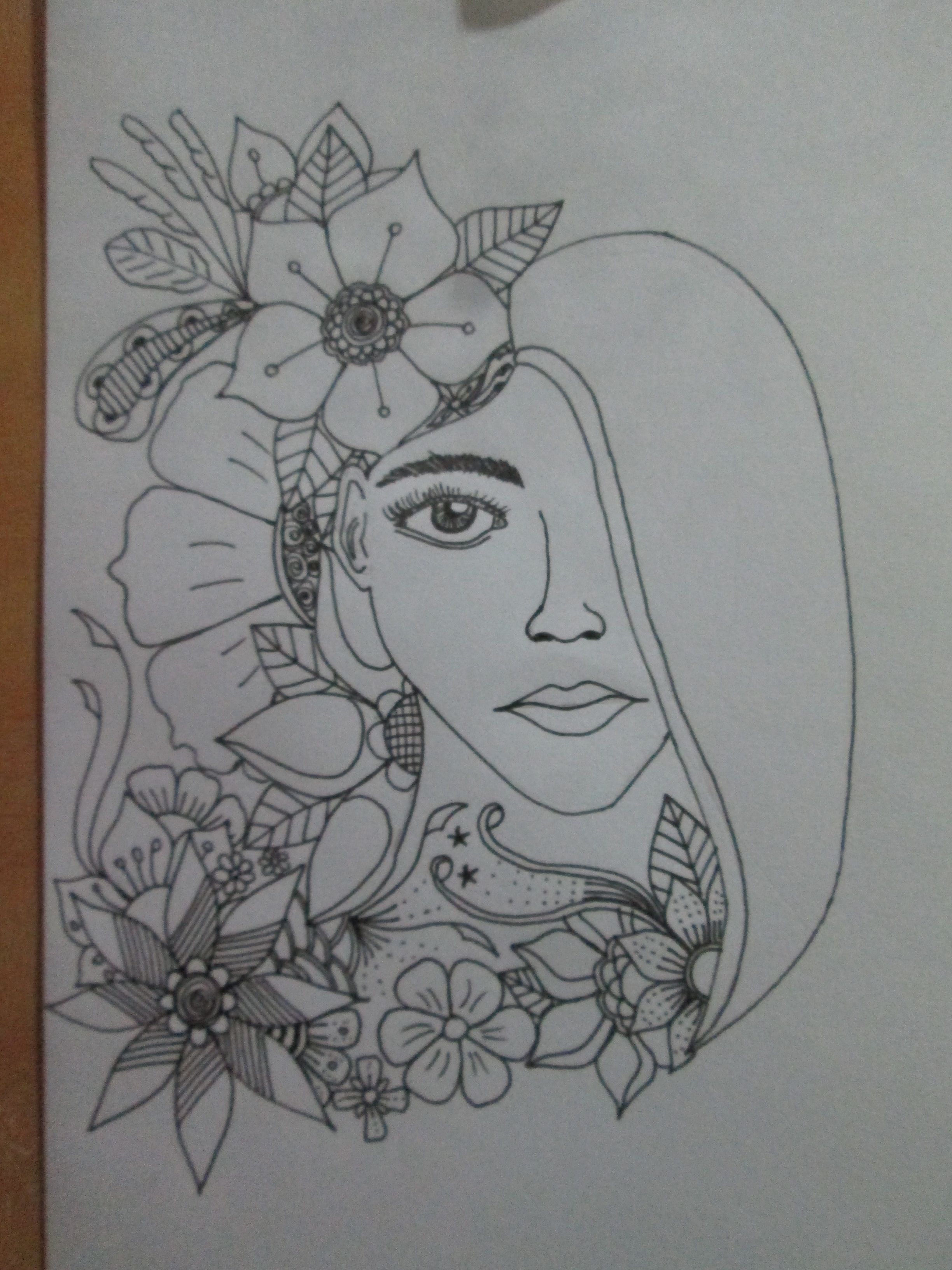 My Drawing 20 Doodle Art Face Flowers Steemit