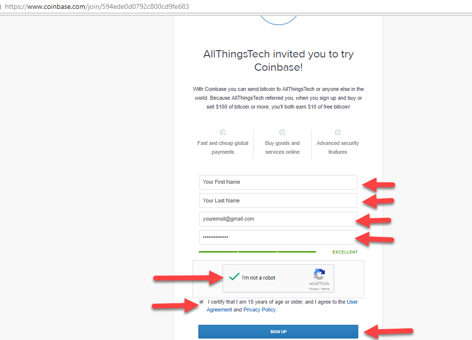 How To Buy Bitcoins And Altcoins Part 1 Sign Up With Coinbase - 