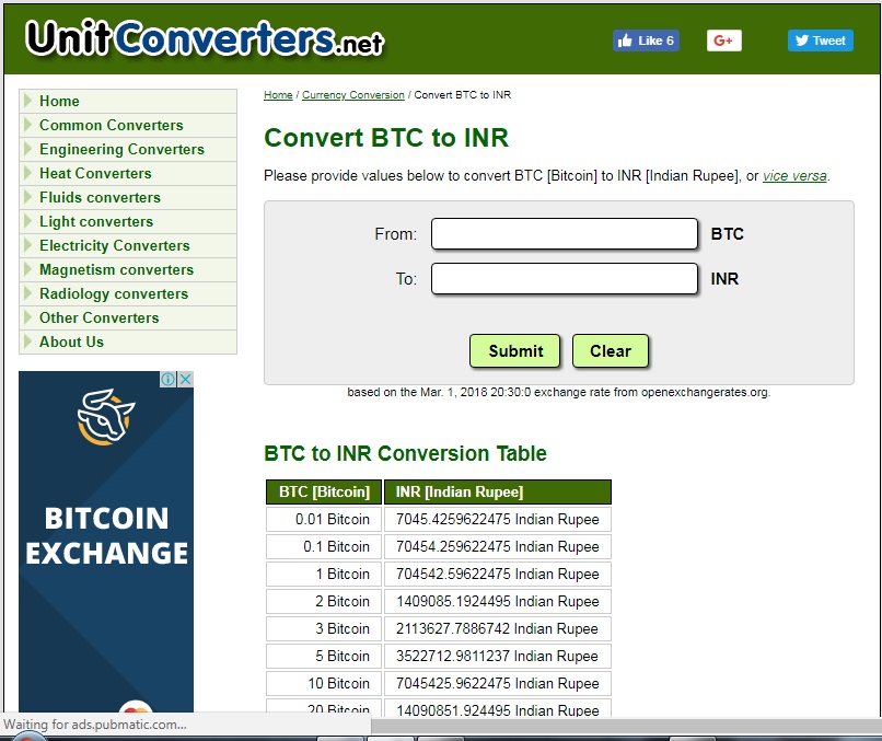 Inr to btc converter 0.03606191 btc to usd