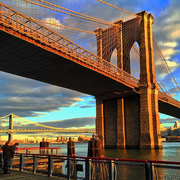 low-angle-view-of-brooklyn-bridge-against-cloudy-sky-at-sunset-picture-id553246647.jpg