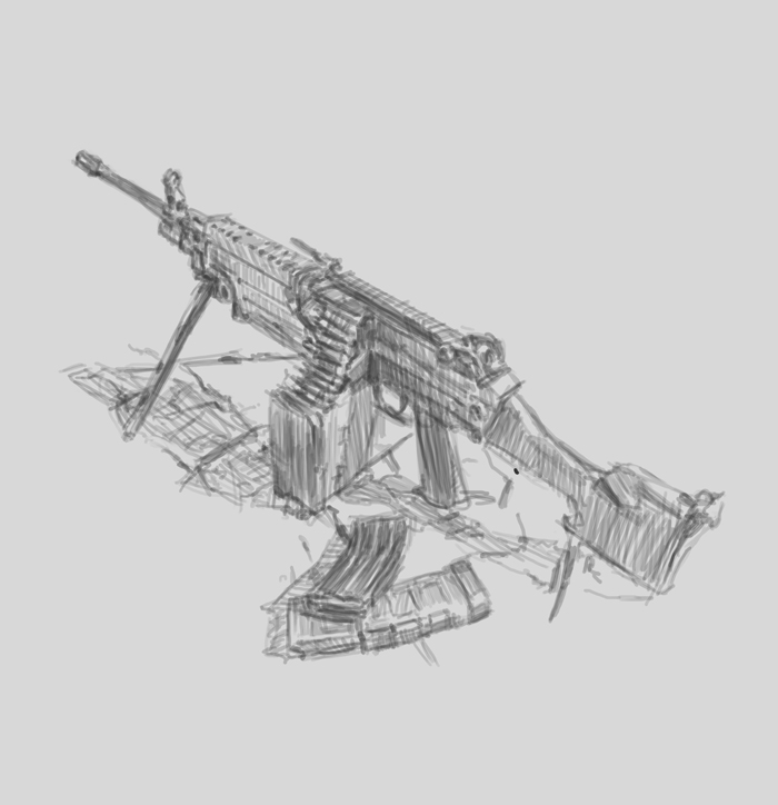 how to draw machine guns