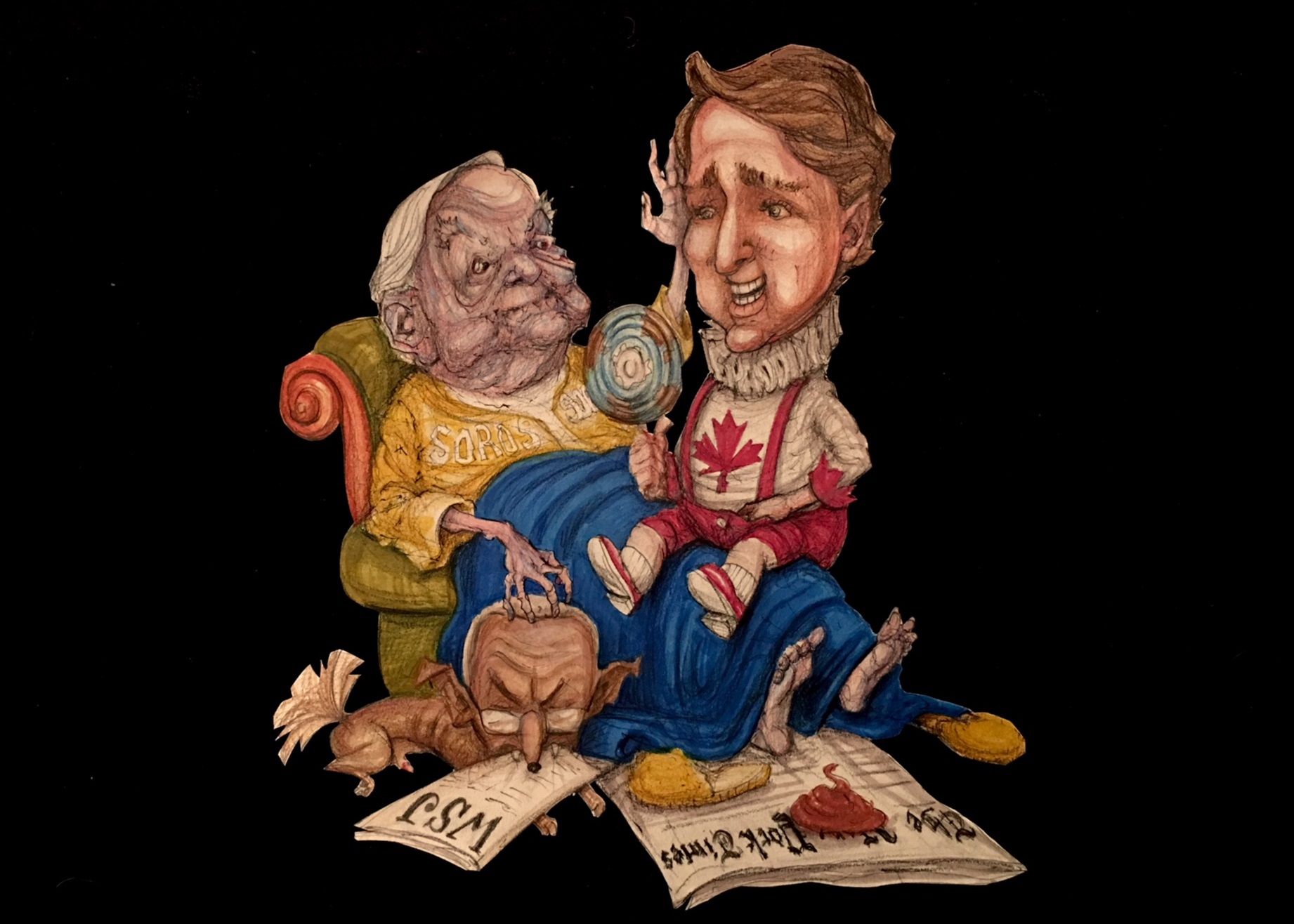 Trudeau Soros Podesta Toon.jpg