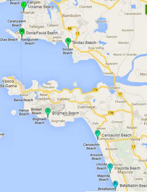 Central Goa Beaches Map Steemit