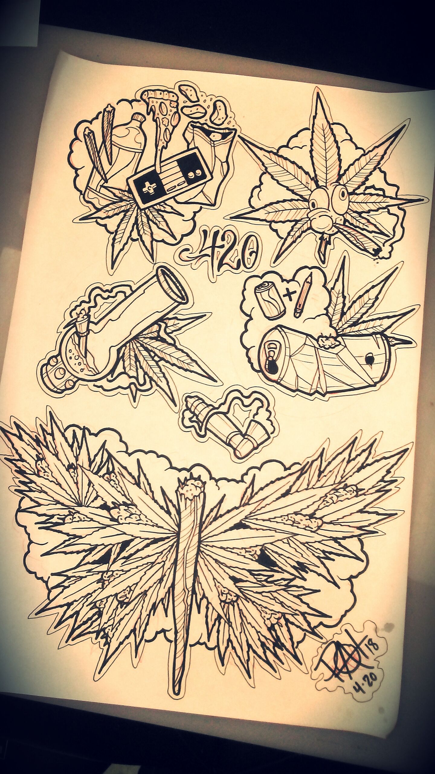 420 Tattoo Flash Page Steemkr