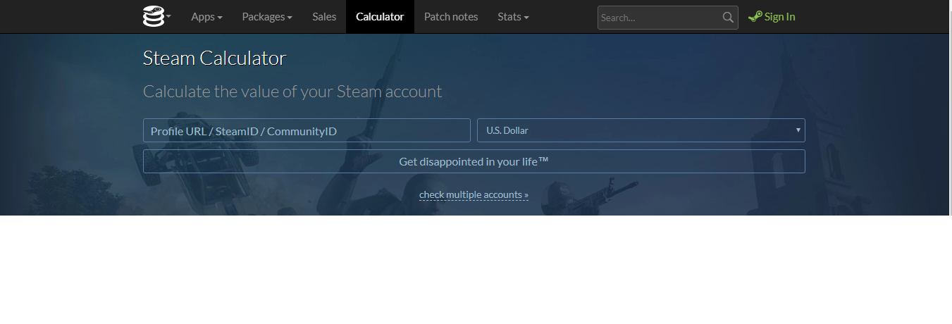 Steam Calculator, Steam Account Value