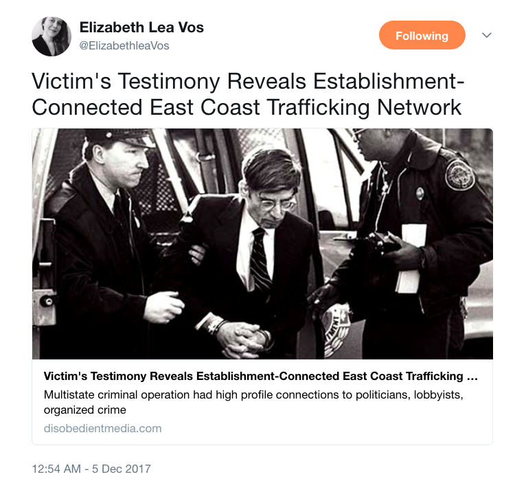 Elizabeth Lea Vos on Twitter Victim s Testimony Reveals Establishment Connected East Coast Trafficking Network https t.co 9LJkRZhDqD .png