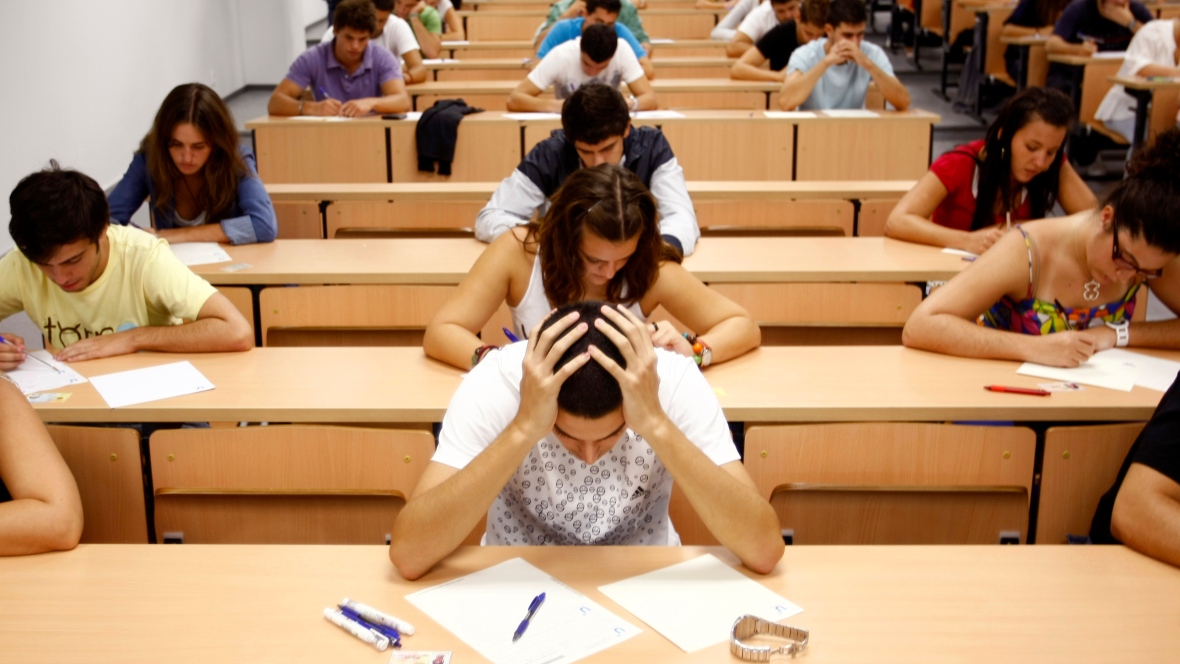 student taking exam