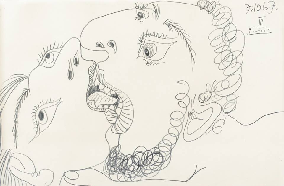 :: le baiser (pencil on paper) by pablo picasso, 1967 :: art prints etc.jpg