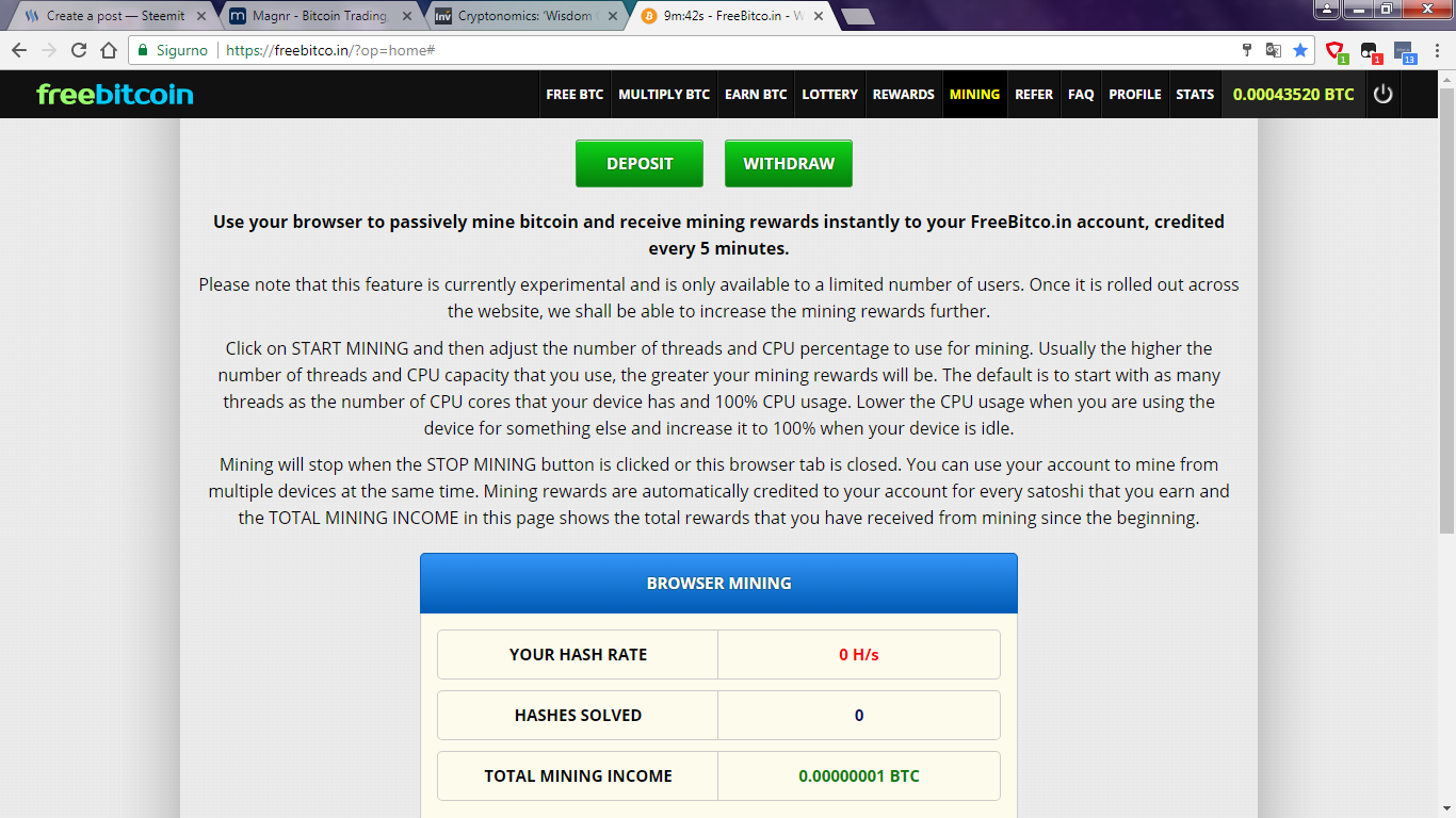 Free Bitcoin Now Browser Mining New From Today Steemit - 