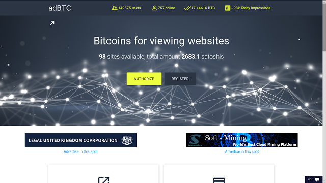 Earn bitcoin by surfing ads