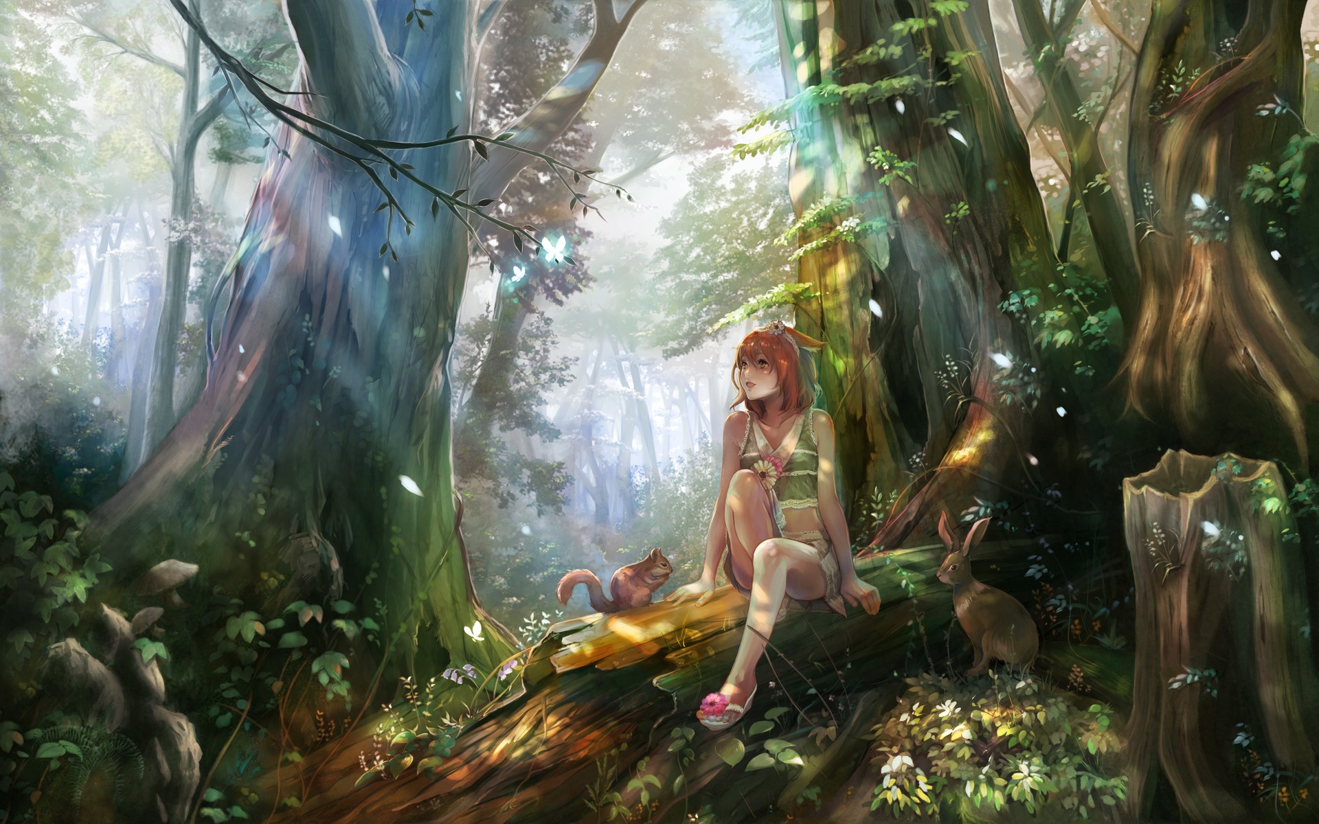 850610-animals-anime-anime-girls-forests-nature-rabbits-squirrels.jpg