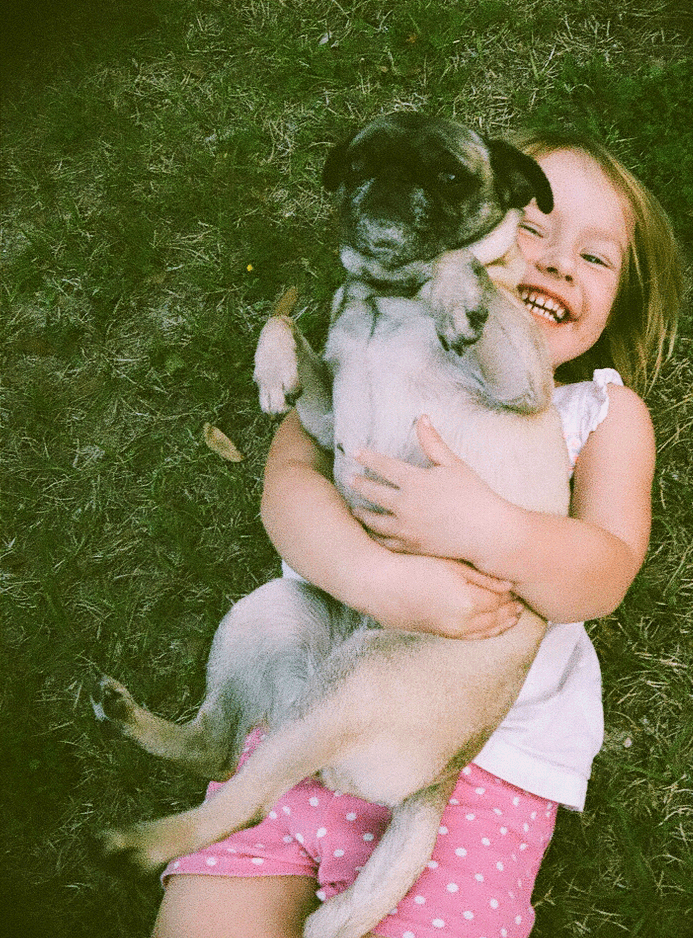 Color Challenge - Thursday / Green - A Girl and Her Pug - 3D GIF