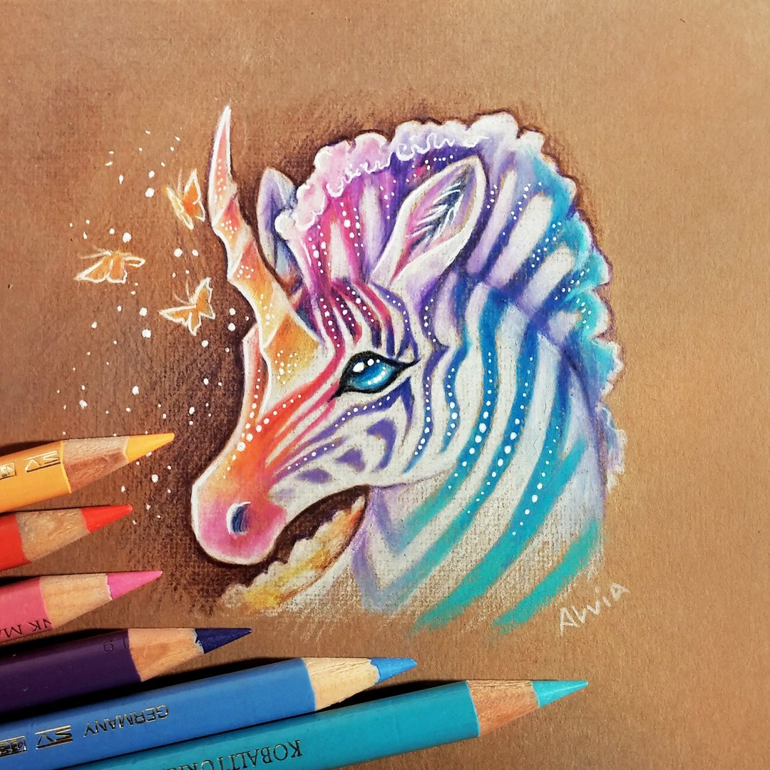 Colored Pencil Sketch Unicorn Of Tropical Dreams Zebra Art Steemit