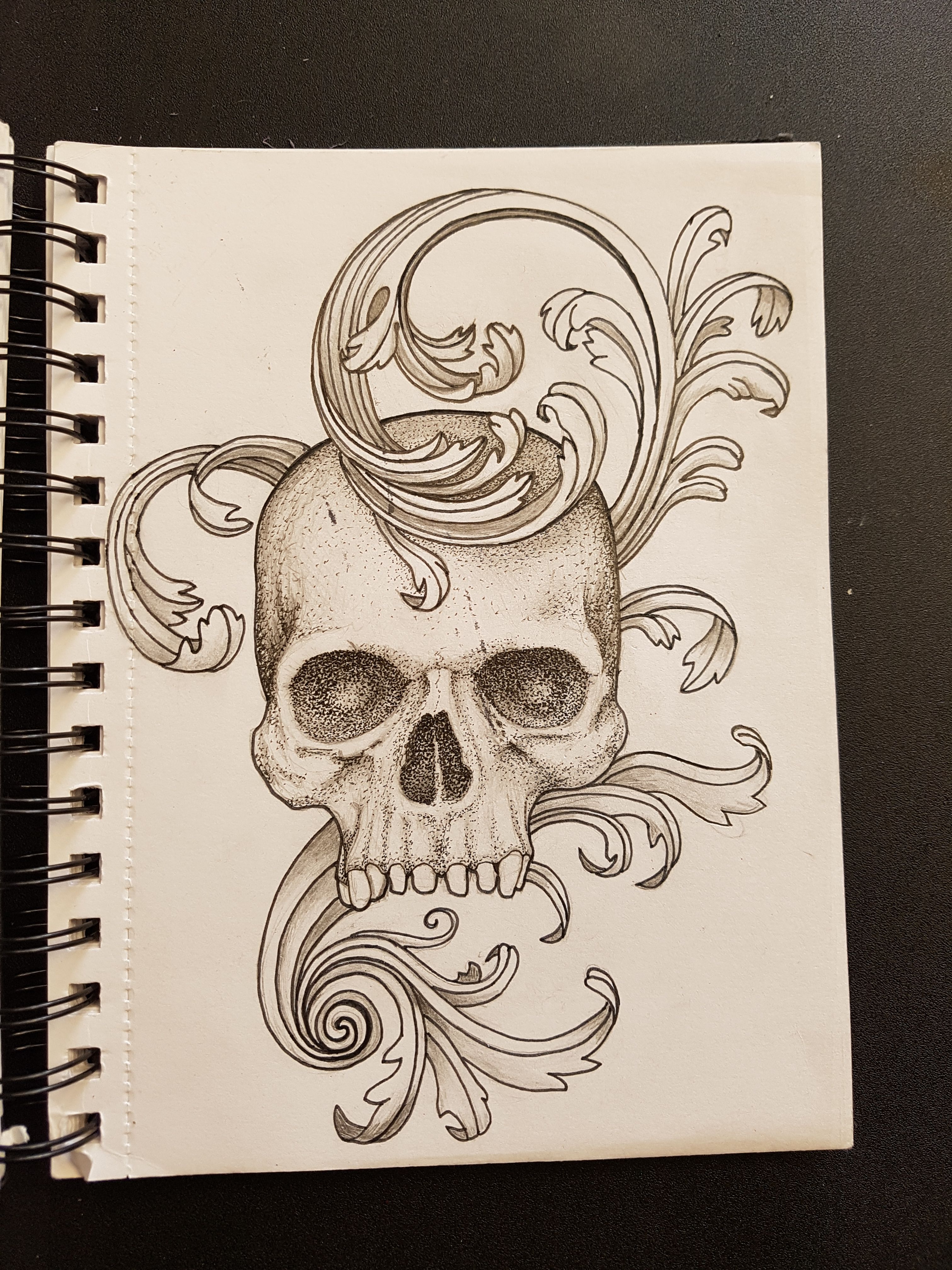 Skull and Acanthus leaf drawing Tattoo idea  Steemit