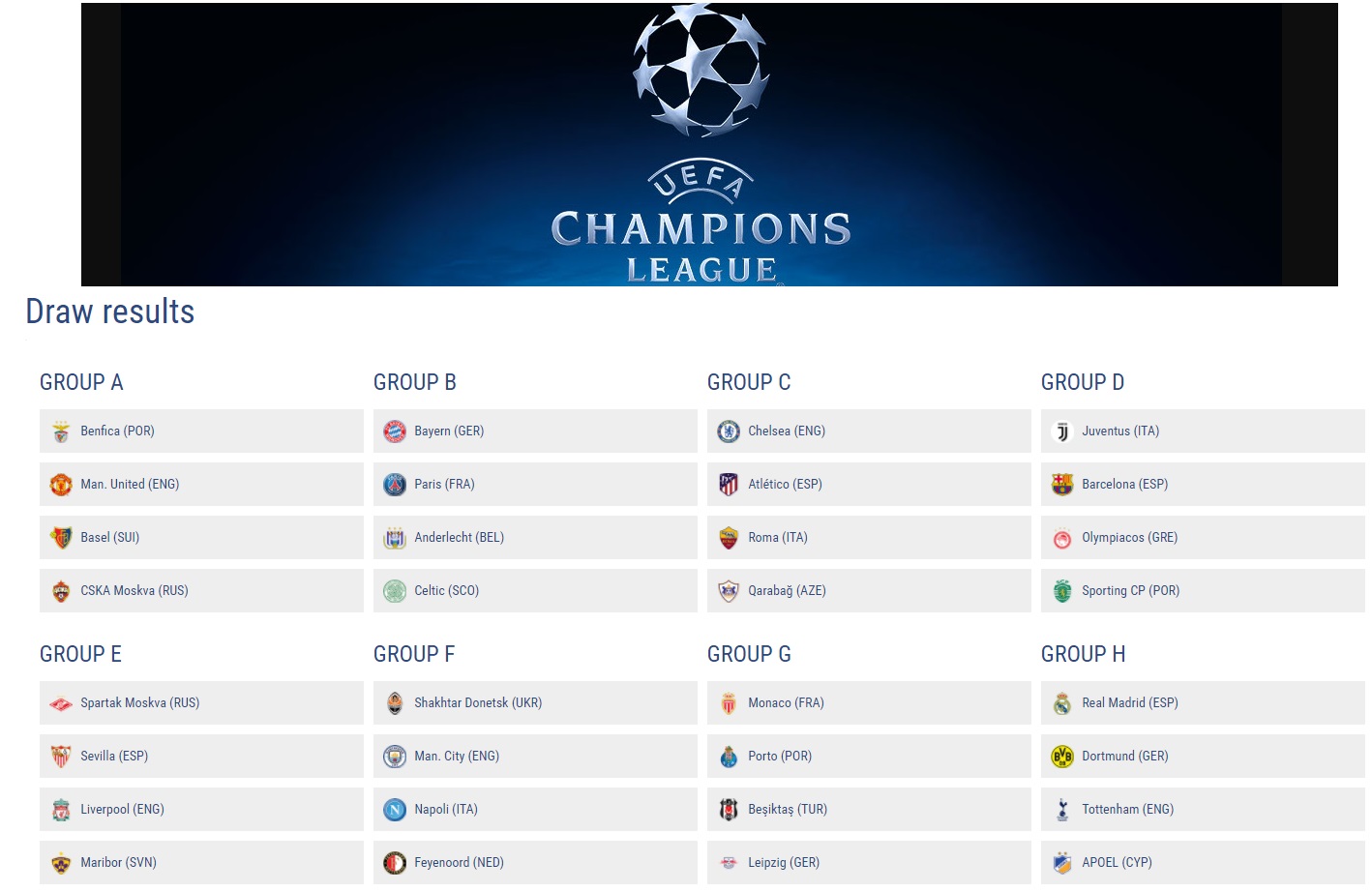 ⚽⚽UEFA league group stage draw —