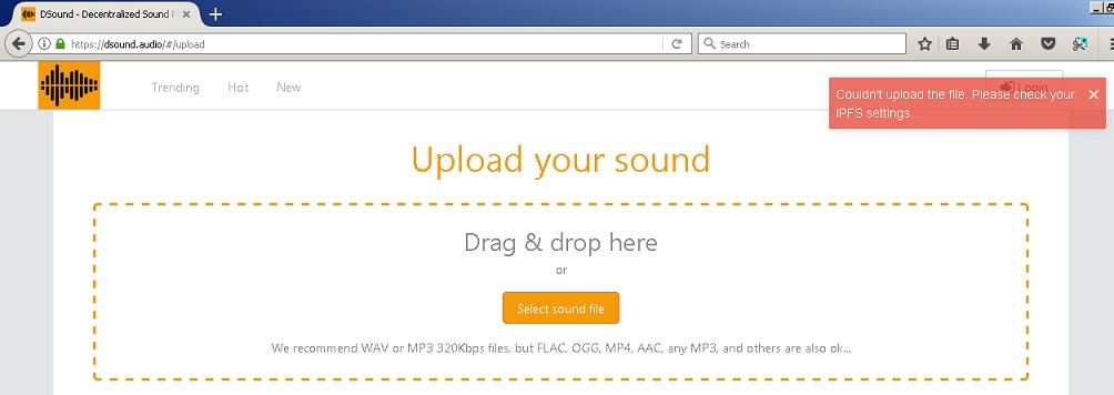 Dsound.audio IPFS Upload error.jpg