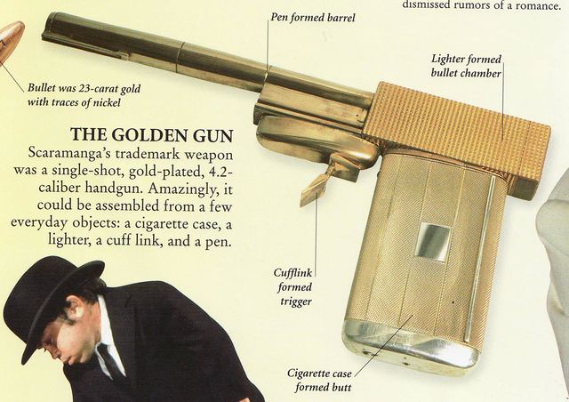 Some of the guns from GoldenEye 007 alongside their real-life