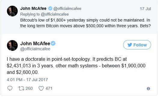 Bitcoin prediction john mcafee