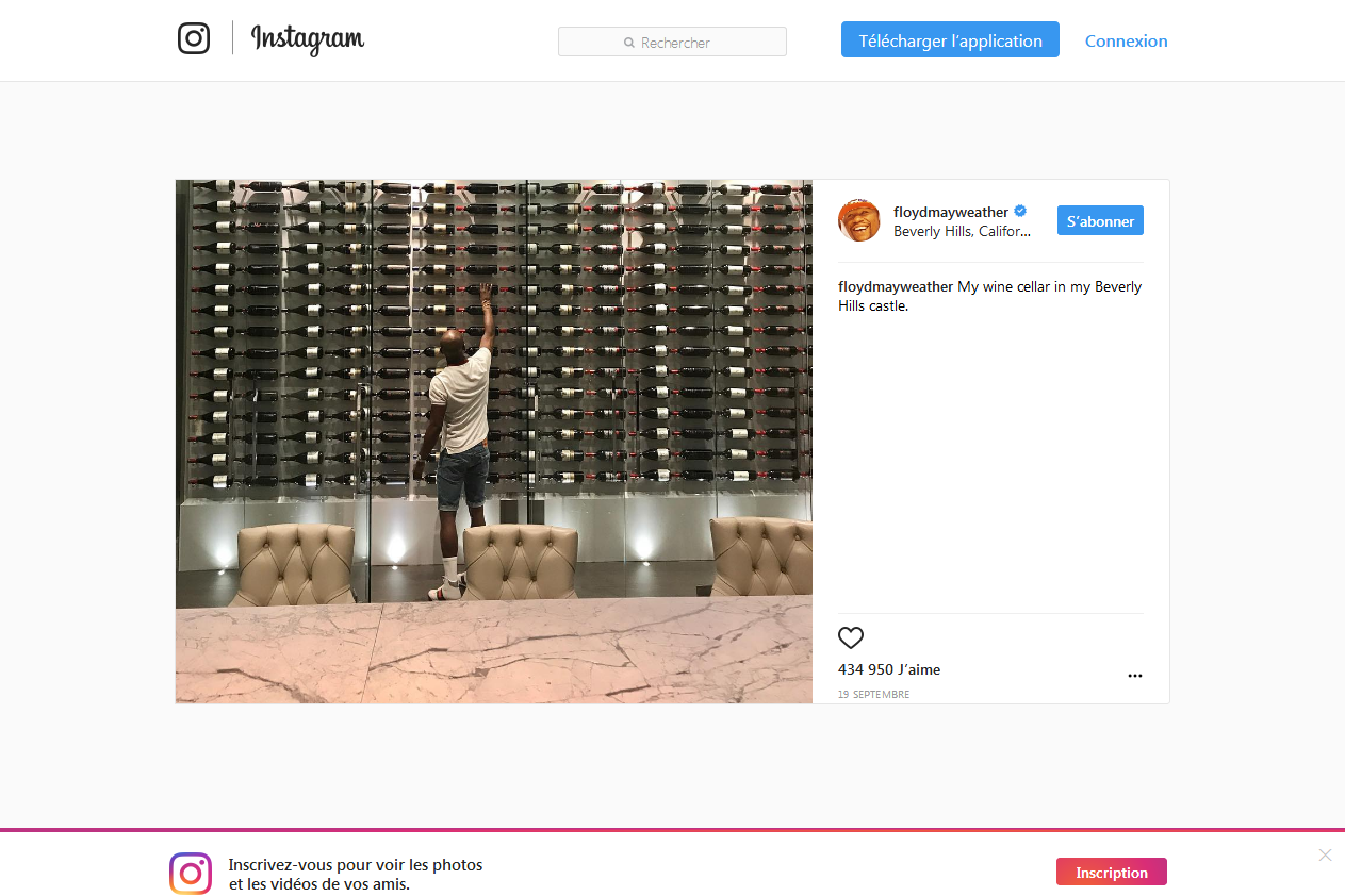 Floyd Mayweather sur Instagram My wine cellar in my Beverly Hills castle. • Instagram.png