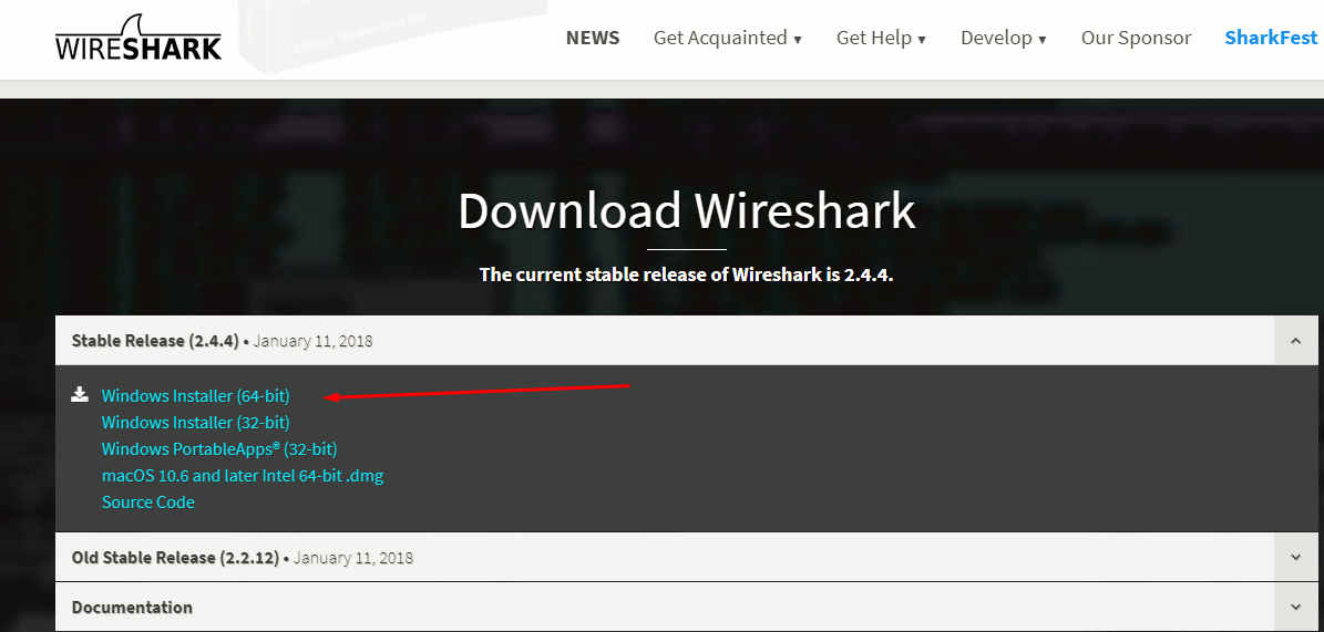 winpcap wireshark download