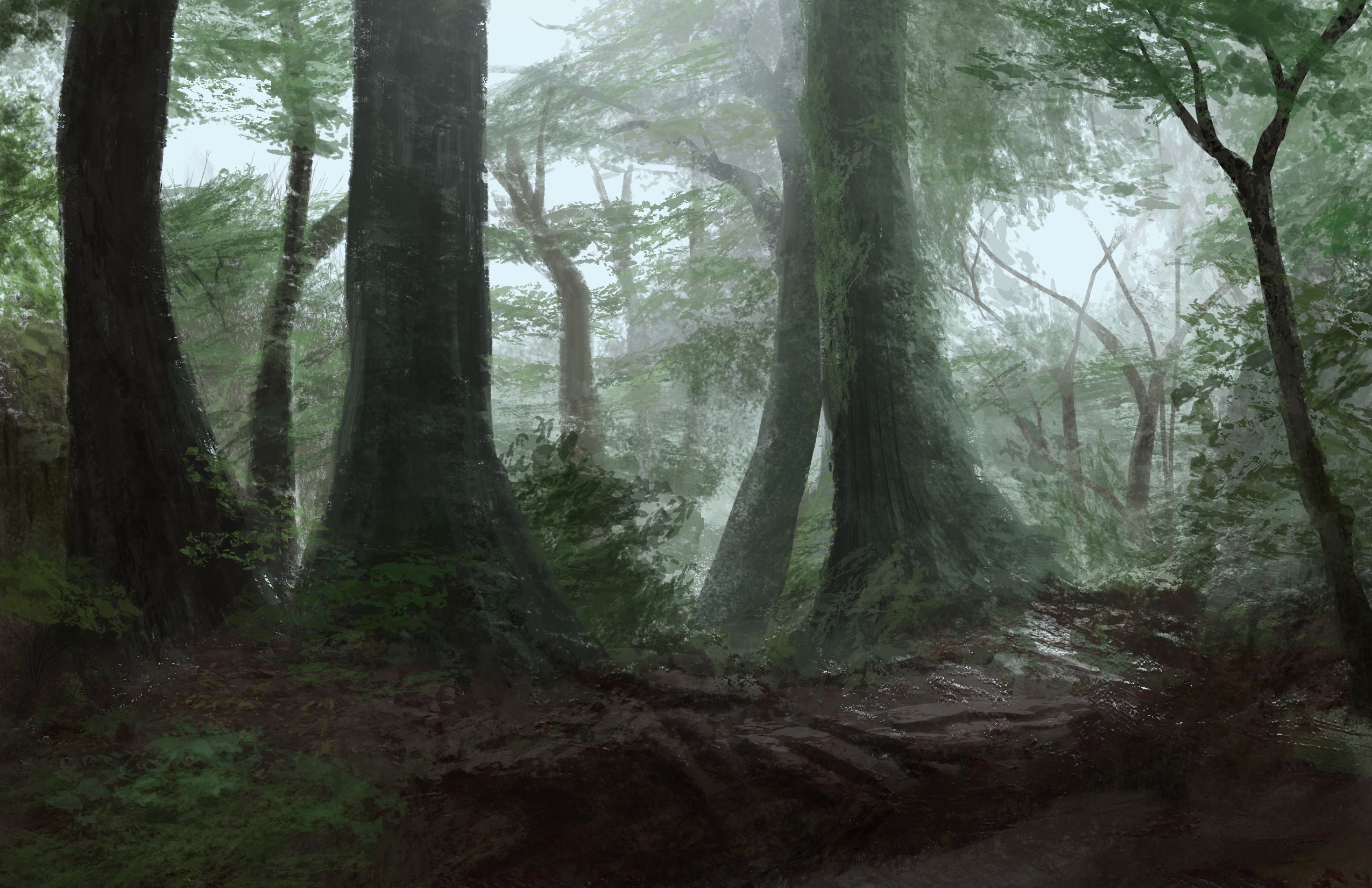Misty Forest Digital Painting Steemit