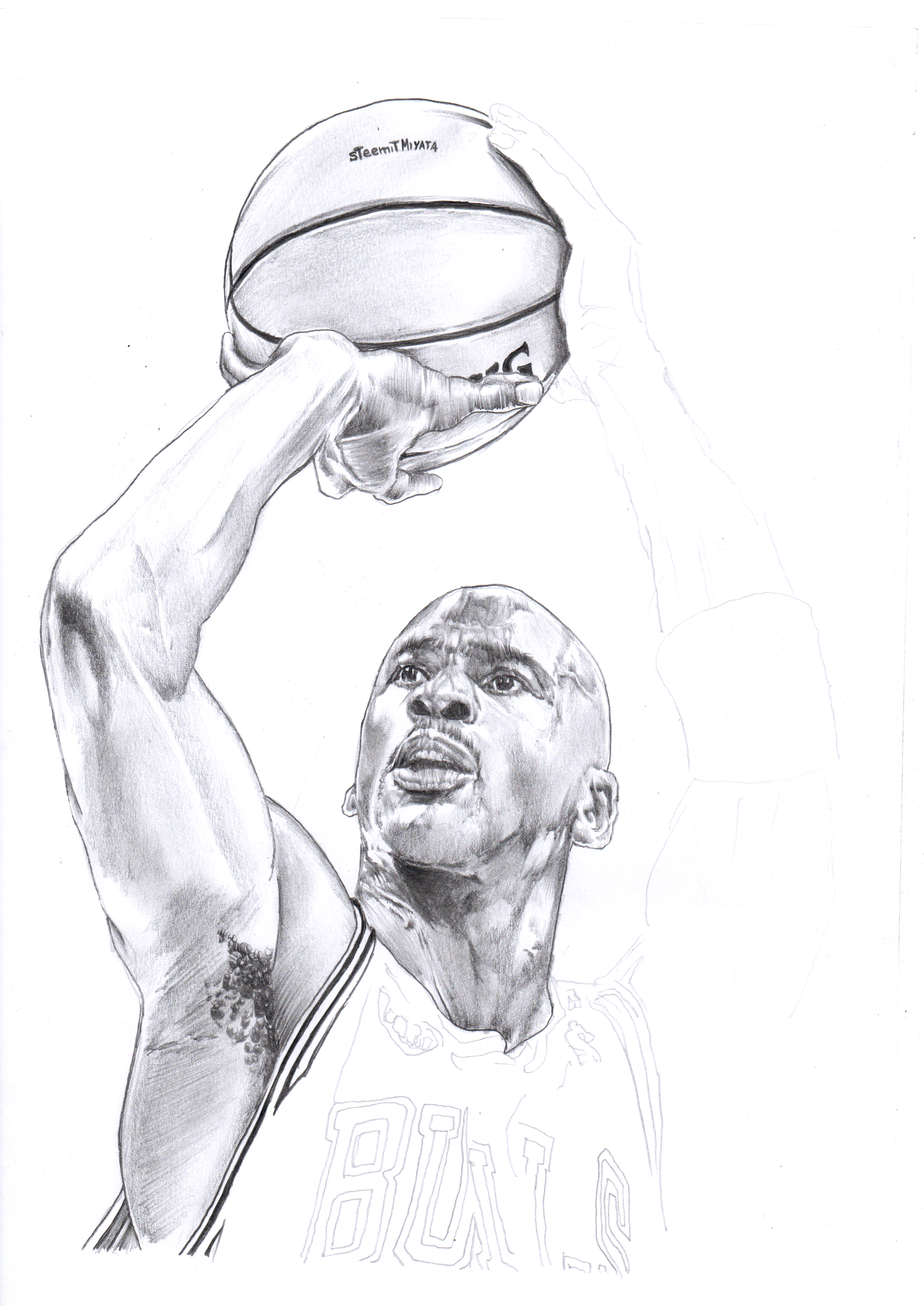 Майкл Джордан баскетболист рисунок карандашом