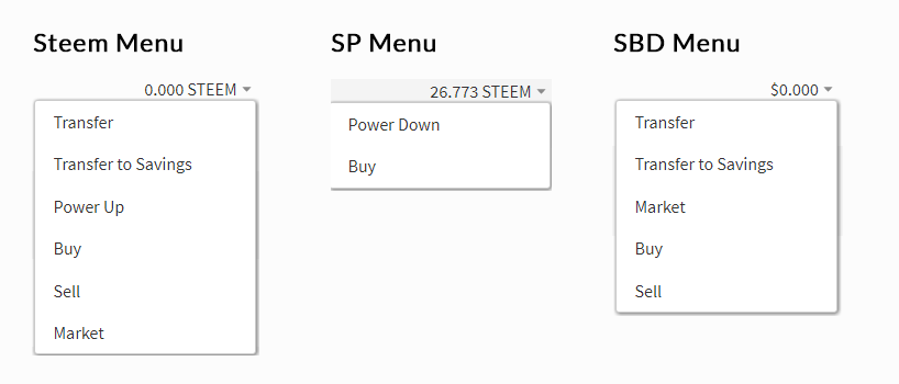 steemit wallet tokens menu